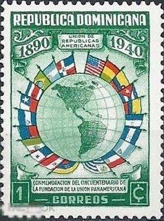 Доминиканская Респ. 1940 MH - карта флаги полушарие 