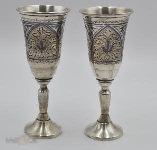 Фужер-бокал Кубачи, 2 шт., серебро, 875 проба, оригинал, №1482