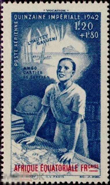 Французская Экваториальная Африка 1942 MNH - Фонд образования Дети Карта Омнибус