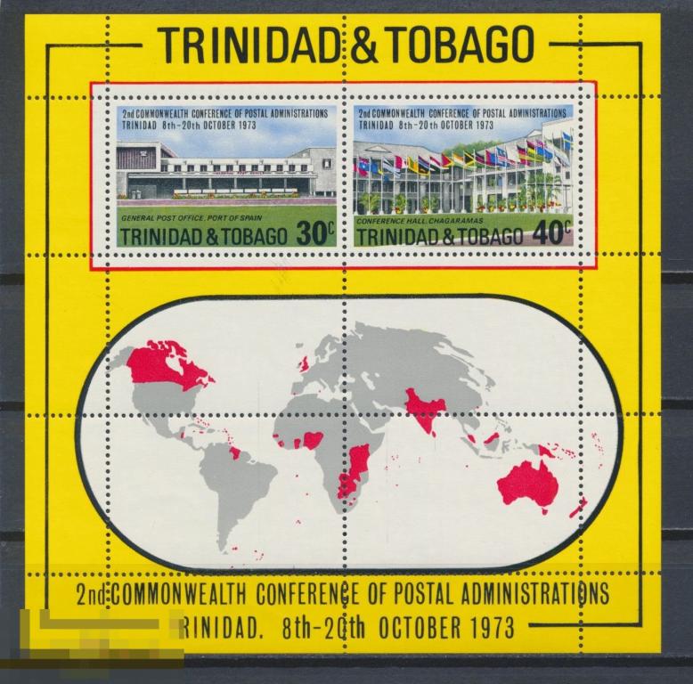 Тринидад и Тобаго 1973 MNH - Почта Конференции Карта Архитектура Содружество Флаги 