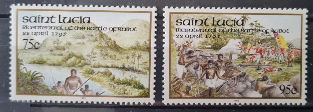 Сент-Люсия 1995 MNH - 200-летие Битвs при Работе - индейцы Флаг Колониальные войны 
