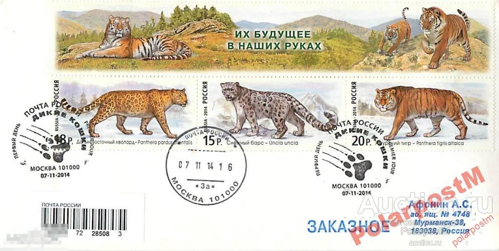 РОССИЯ 2014 №1888-1890 Фауна России Дикие кошки