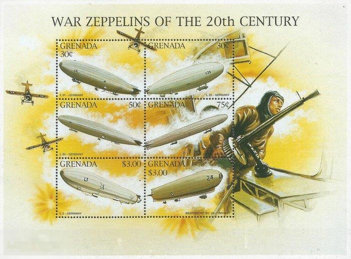 Гренада 1996 MNH+ - Цеппелин Авиация Дирижабли Самолеты Оружие ПМВ 