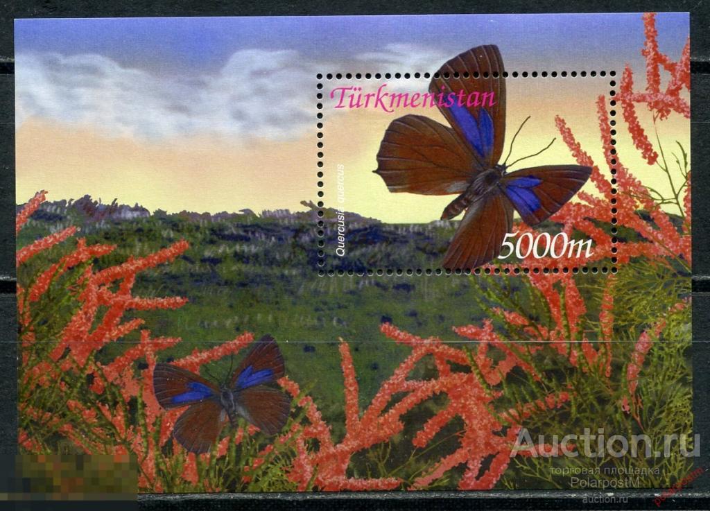 AM40 Туркменистан 2002 166 (BL.20) Фауна. Насекомые Бабочки 