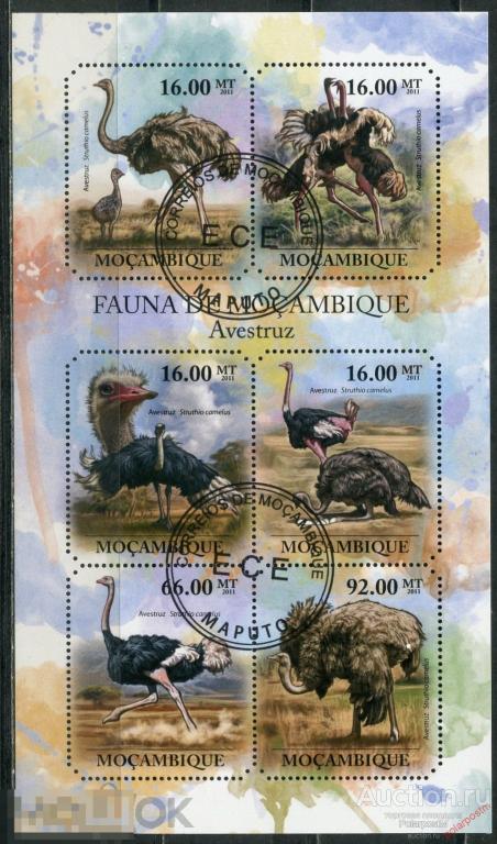 МОЗАМБИК 2011 М000 Фауна Африки. Птицы - Страусы 