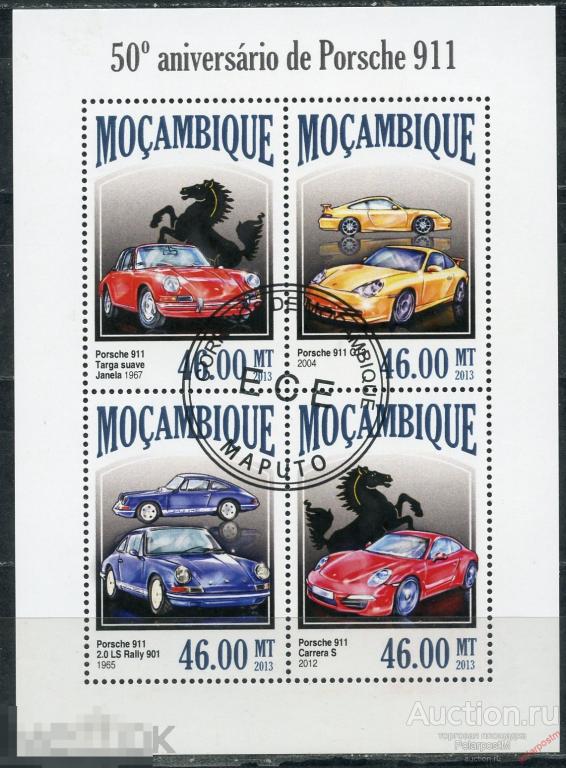 МОЗАМБИК 2013 М005 50-летие Porsche 911. Автомобили. Транспорт 