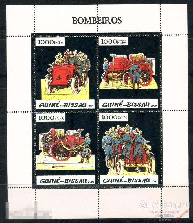 ГВИНЕЯ-БИСАУ 2005 GB0080 ПОЖАРНЫЕ. ПОЖАРНЫЕ АВТОМОБИЛИ (СЕРЕБРЯНАЯ ФОЛЬГА) 