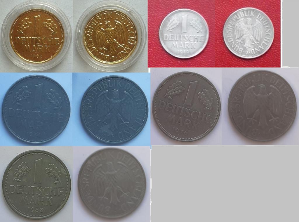 Германия. ФРГ. 1 марка, никель, разных годов