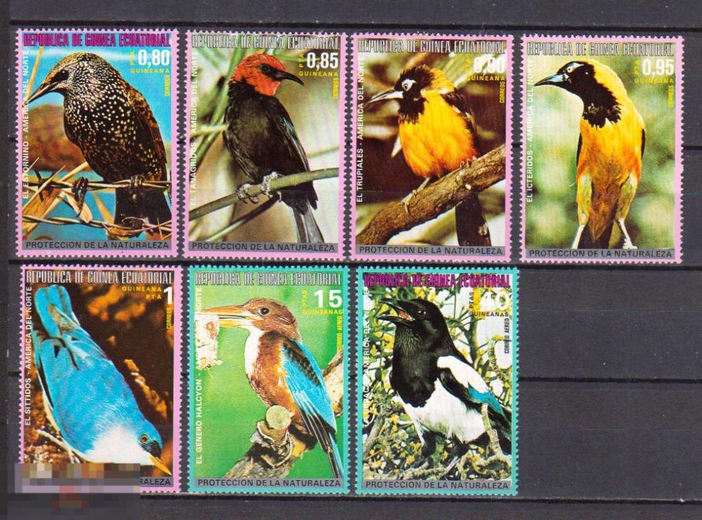 1976. Экваториальная Гвинея. Фауна. Птицы Северной Америки. Полная серия. MNH. 