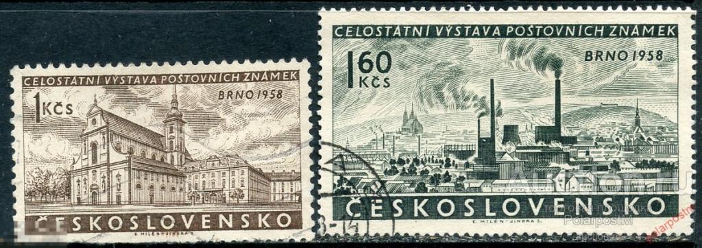 Y85 ЧЕХОСЛОВАКИЯ (ЧССР) 1958 1099-1100 Национальная выставка марок, Брно. Архитектура 