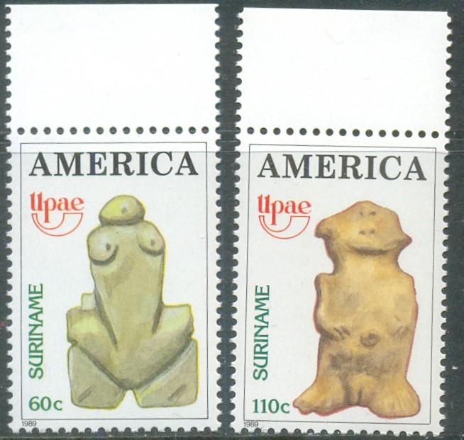 Суринам 1989 г. Археология. Доисторическое Америка  Раскопки  Mi 1312 - 1313 Чист. MNH