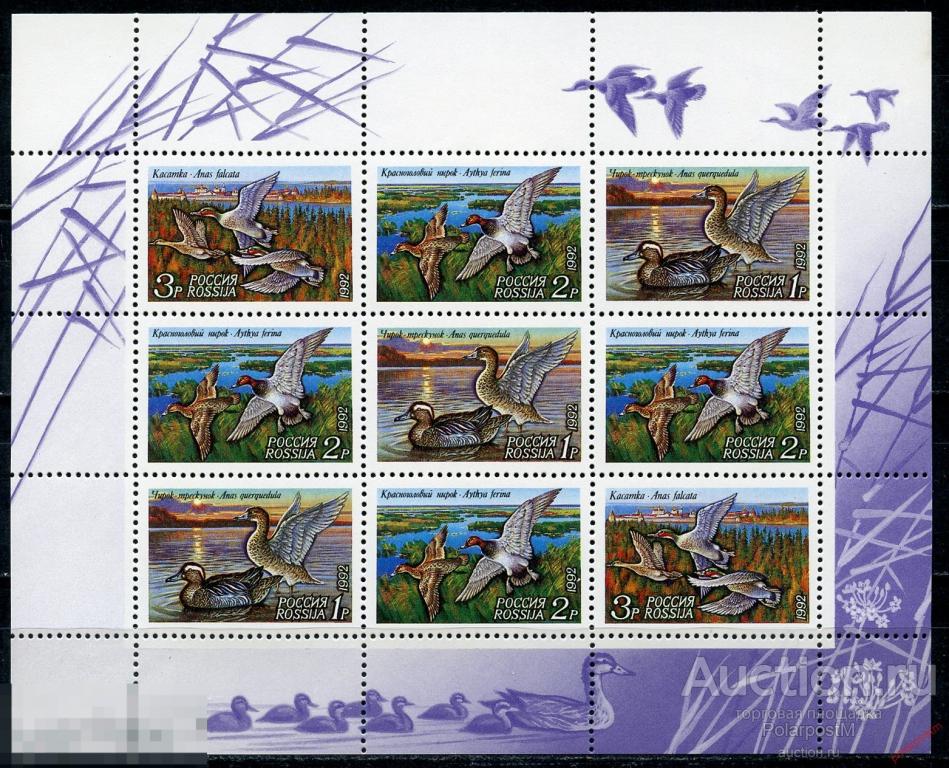 Е150 РОССИЯ 1992 35-37 Утки. Птицы 