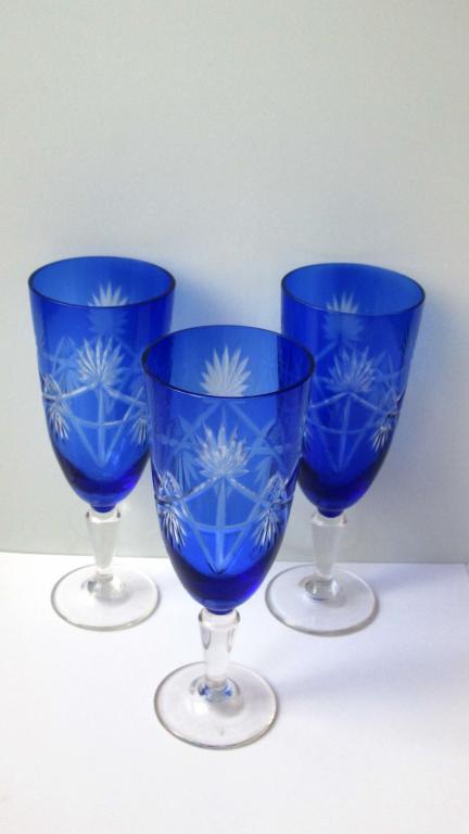 Фужеры СИНЕЕ кобальтовое стекло Гусь-Хрустальный СССР