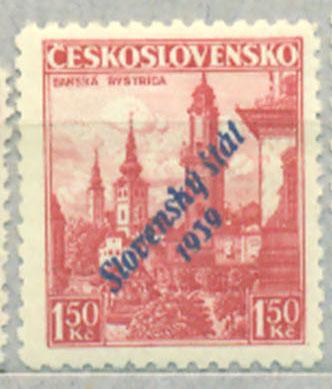 Словакия 1939 г.  стандарт марки № 14 негашеная* (клей, след наклейки)