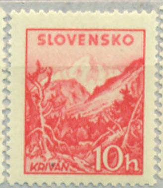 Словакия 1944 г.  стандарт Ландшафт марка № 142 негашеная** (цвет карминно-лиловый)