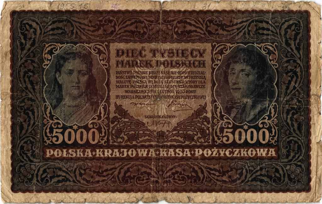 5000 марок Польша 1920 года III Серия AI