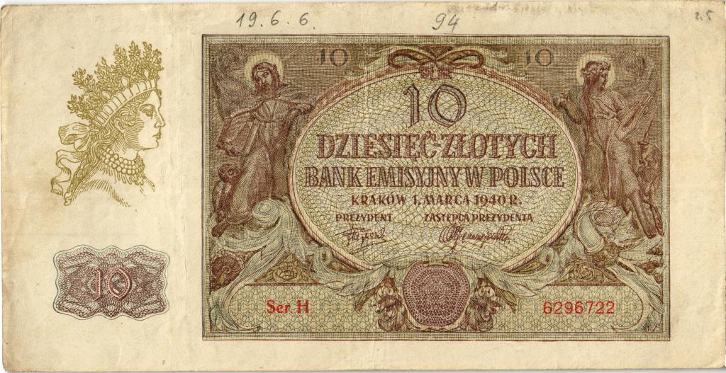 10 злотых Польша 1940 год.
