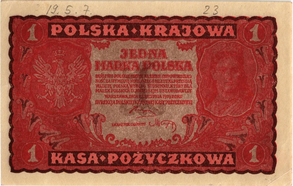 1 марка Польша 1919 год
