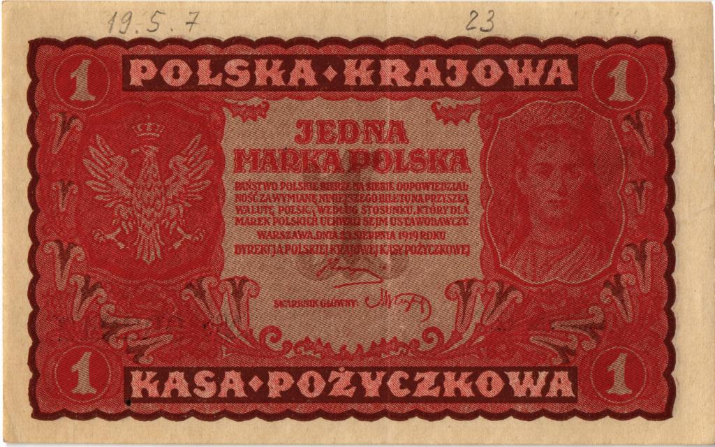 1 марка Польша 1919 года