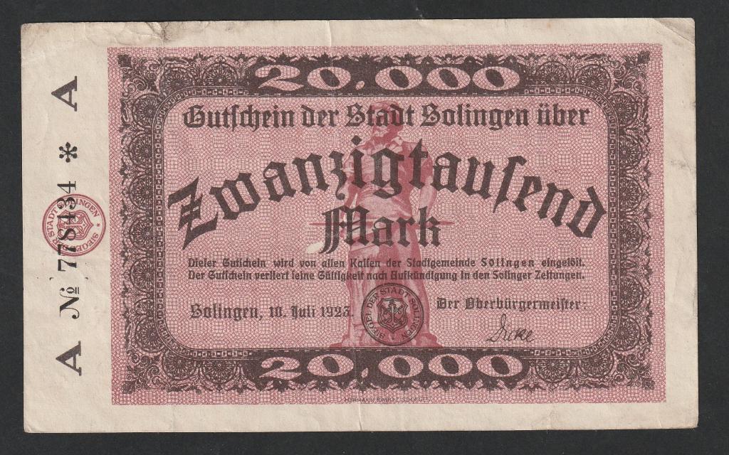 Германия, 20000 марок 1923 года, Золинген