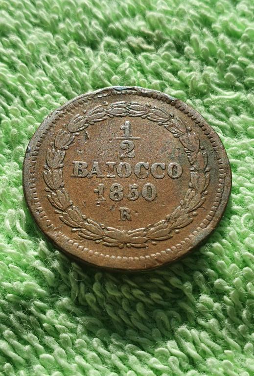 1/2 байокко (байоччи), 1859 год R (anno V), Папская область
