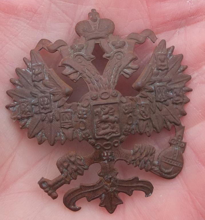 кокарда царская Орёл Двуглавый, бронза, Императорская Россия