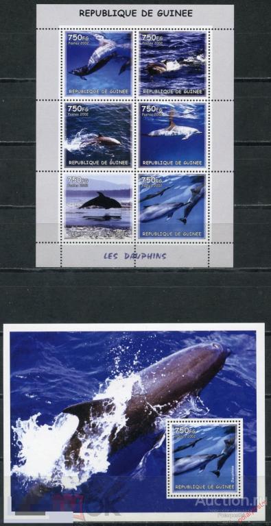 AM40 ГВИНЕЯ 2002 GU001 Морская фауна. Дельфины 
