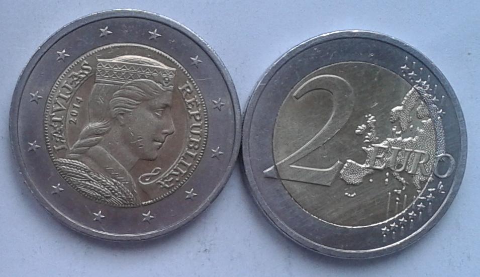 Латвия. 2 евро, биметалл, 2014