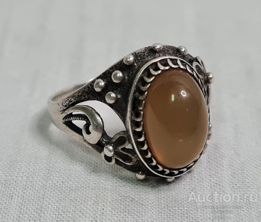 Кольцо Перстень Серебро 875 проба Звезда Халцедон СССР //2.1.40//