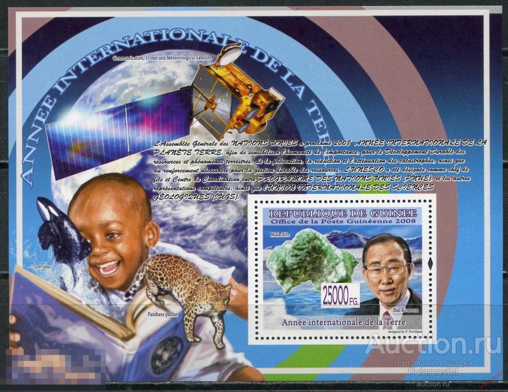 AM40 ГВИНЕЯ 2008 GU020 Международный год Земли. Минералы. Космос. Киты. Хищные кошки. 