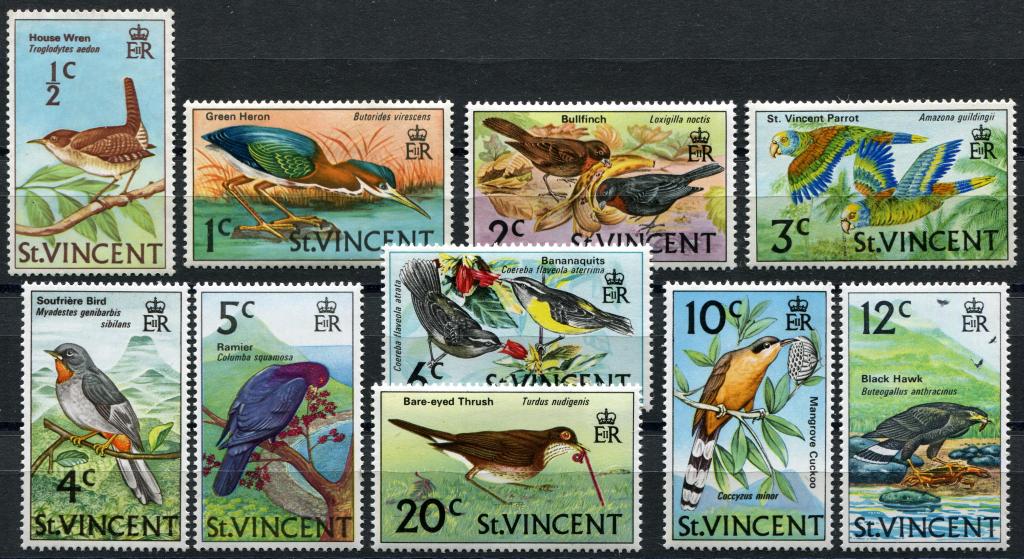 1970 г Сент Винсент фауна птицы 10 шт MNH чист см.