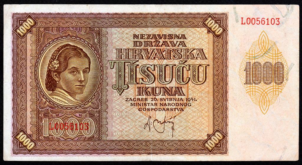 Хорватия 1000 куна 1941 г ...XF-