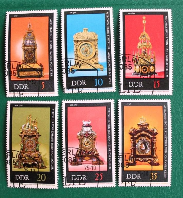ГДР 1975 Часы музей Дрезден Sc# 1655-1660 Used