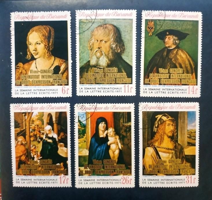 Бурунди 1971 Картины Дюрера надпечатка 6-й Конгресс Sc# 370-375 Used