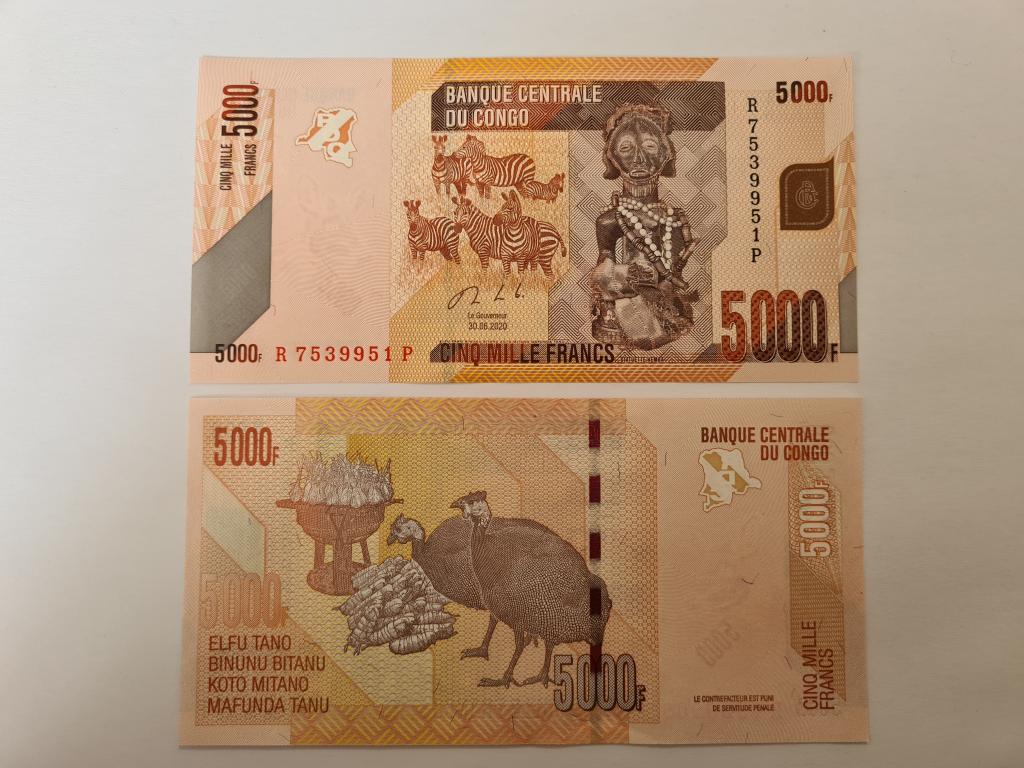 Купюра Банкнота Конго 5000 франков 2020 А 36  Состояние Пресс UNC