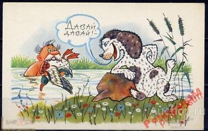 СССР 1968 ОХОТА СОБАКИ ХУДОЖНИК ОРЛОВ ШВАРЦ 