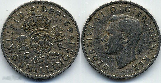 0017 Великобритания 2 шиллинга 1949 год G-VI 