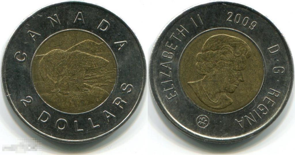 0187 Канада 2 доллара 2009 E-II Медведь 