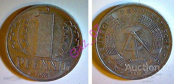 Монета  1 пфенниг 1968 А Германия - ГДР №2 