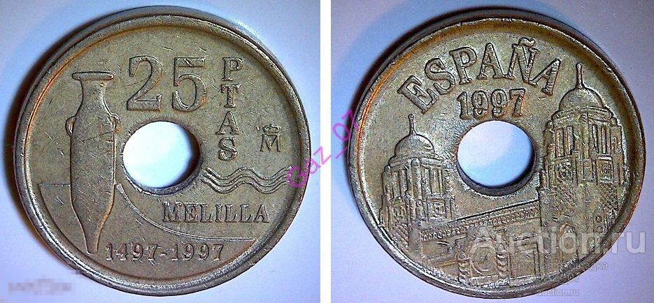Монета 25 песет 1997 Испания  Мелилья 