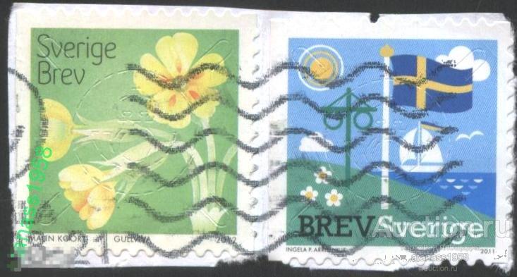 Швеция Гашеные марки Цветок 2012 Море Флаг Лодка 2011 