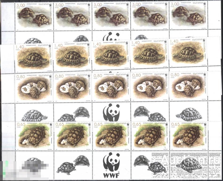 Болгария Чистые  марки  в сцепки  Фауна WWF Черепахи 2016 
