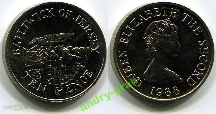 0126 Джерси 10 пенсов 1989 E-II UNC OLD SIZE 