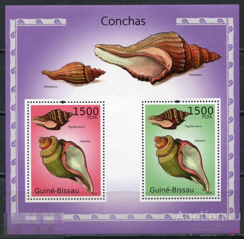 AM40 ГВИНЕЯ-БИСАУ 2010 GB322 Фауна. Морская жизнь. Раковины. Ракушки 
