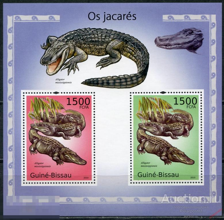AM40 ГВИНЕЯ-БИСАУ 2010 GB307 Фауна Аллигаторы. Крокодилы 