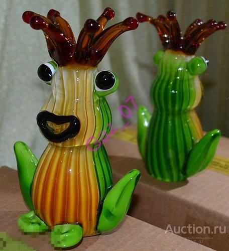 Царевна лягушка стекло статуэтка 17см, вес 959гр Редкая Ручная работа