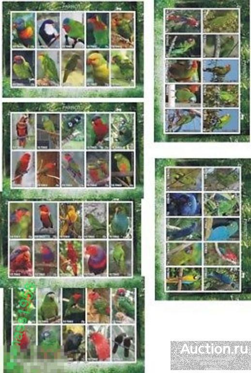Тонго Чистые блоки  Фауна  ПТИЦЫ ПОПУГАИ  2010