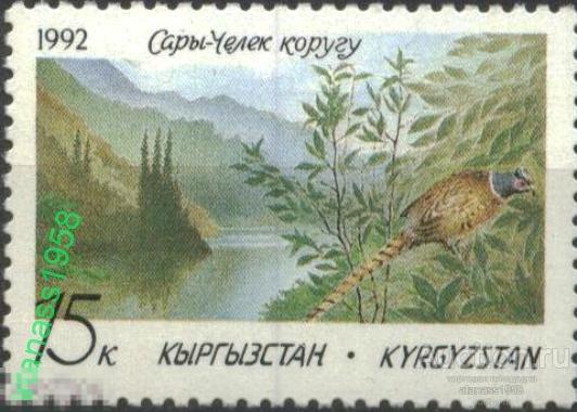 Кыргызстан Чистая марка  Природный заповедник Сары-Челек Птица 1992 