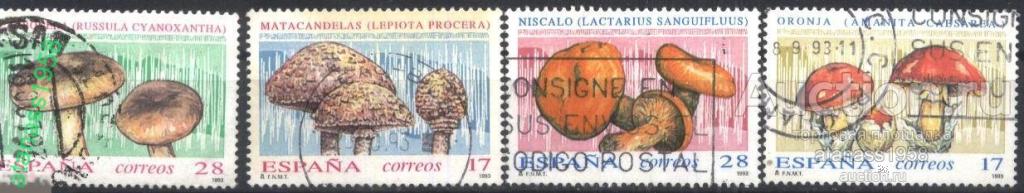 Испания Гашеные марки Флора Грибы 1993 