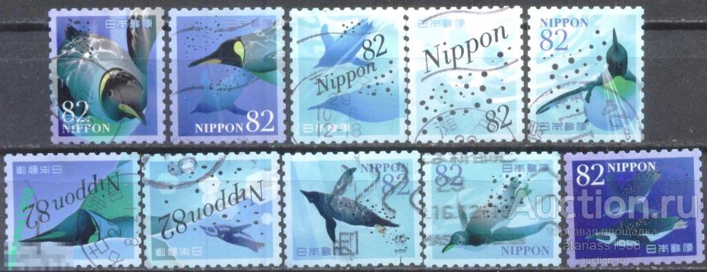 Япония Гашеные марки Фауна  Птицы Пингвины 2017 